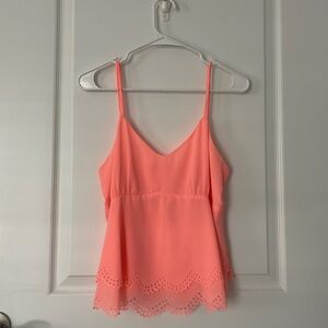 Large Pink Tank Top with Scalloped Edges